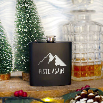 'Piste Again' Engraved Hip Flask, 2 of 8