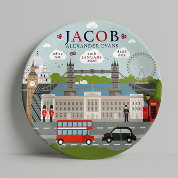 Personalised London City Keepsake Birth Plate, 3 of 4