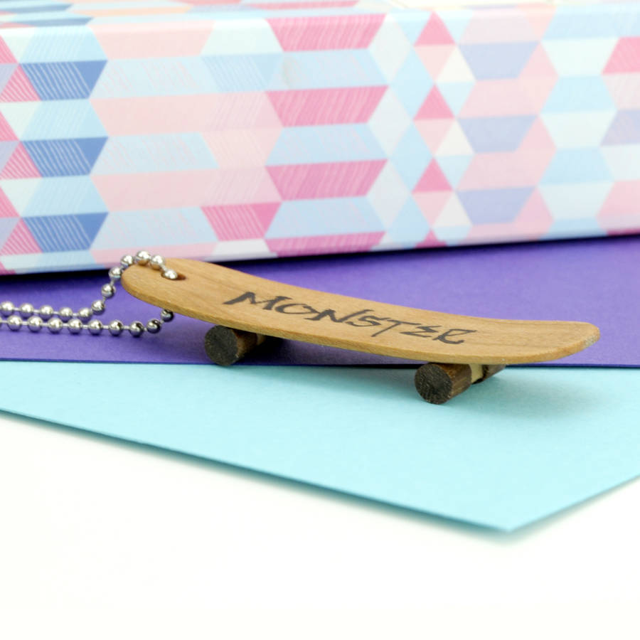 Personalised Skateboard Key Ring By Cairn Wood Design