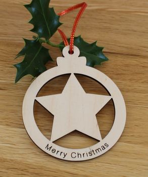 Wooden Christmas Bauble Decorations Can Be Personalised, 2 of 7