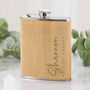 Personalised Sideways Bridesmaid Bamboo Hipflask, thumbnail 1 of 4