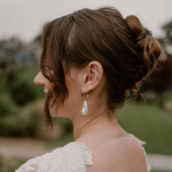 Daphne Large Drop Pearl Bridal Earrings, 2 of 3