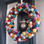 Rainbow Felt Ball Door Wreath, thumbnail 2 of 8