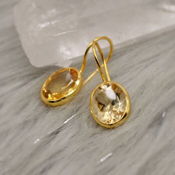 Citrine Earrings: Sterling Silver Gold Earrings, 2 of 8