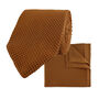 100% Polyester Diamond End Knitted Tie Caramel Brown, thumbnail 3 of 6