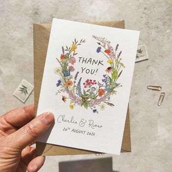 Personalised Cottage Garden Wedding Thank You Cards, 3 of 5