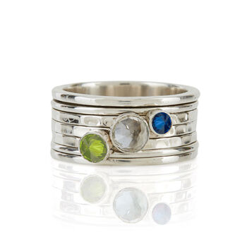 Personalised Birthstone Ibiza Silver Spinning Ring, 3 of 11