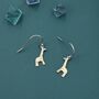 Sterling Silver Giraffe Drop Hook Earrings, thumbnail 3 of 11