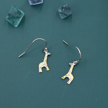 Sterling Silver Giraffe Drop Hook Earrings, 3 of 11