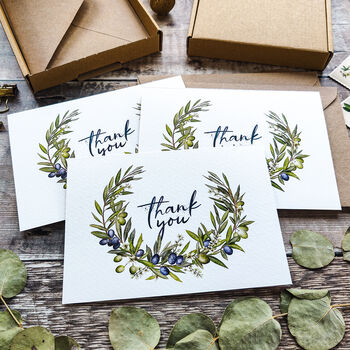Olive Floral Thank You Cards And Envelopes, 5 of 7