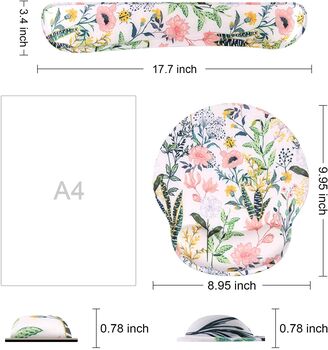 Set Of Two Keyboard Rest And Mouse Mat Floral, 2 of 6