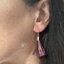 Rainbow Tinsel Party Earrings, thumbnail 2 of 4