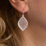 Silver And Rose Gold Plated Filigree Leaf Earrings, thumbnail 1 of 2