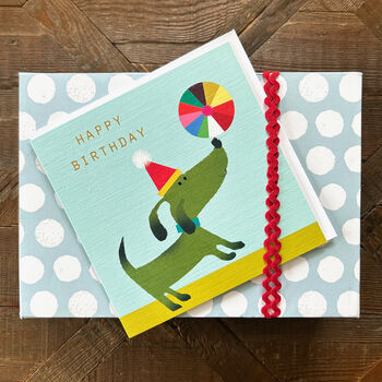 Gold Foiled Dog And Ball Birthday Card, 2 of 4