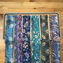 Luxurious 100% Silk Liberty Print Skinny Scarf Blue Shades, thumbnail 1 of 6