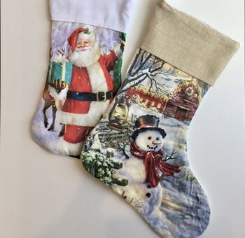 Personalised Snow Man And Santa Christmas Stocking, 7 of 8