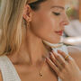 January Birthstone Garnet Gold Plated Huggie Hoop Earrings, thumbnail 4 of 11