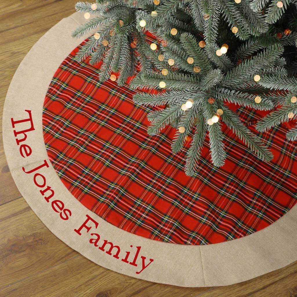 Personalised Traditional Tartan Christmas Tree Skirt By Dibor ...