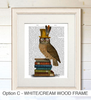 Owl On Books, Book Print, Framed Or Unframed, 5 of 7