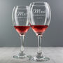 Personalised 'Mr & Mrs' Wine Glass Set, thumbnail 3 of 4