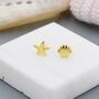 Sterling Silver Seashell And Starfish Stud Earrings, thumbnail 6 of 11