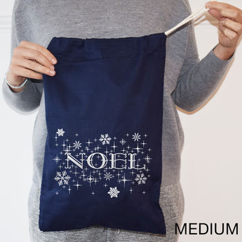 Silver And Navy Noel Christmas Sack, 3 of 5