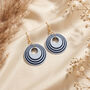 Blue And Navy Geometric Circular Earrings • Gold Plated Sterling Silver Hooks, thumbnail 1 of 10