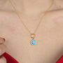 Gold Plated Turquoise Evil Eye Pendant Charm Necklace, thumbnail 2 of 5