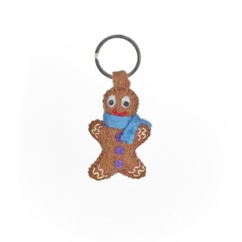 Handmade Felt Jonny Gingerbreadman Keyring, 3 of 4