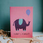 Belated Elephant And Balloon Birthday Card, thumbnail 1 of 2