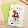 Personalised Space Illustrated Birthday Card With Age, thumbnail 1 of 3