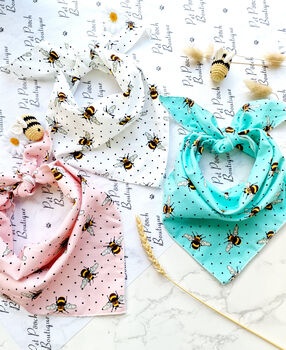 White Ivy Cord Bumble Bee Polka Dots Dog Bandana, 2 of 3