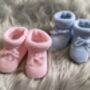 Knitted Tie Up Newborn Baby Booties, thumbnail 3 of 8