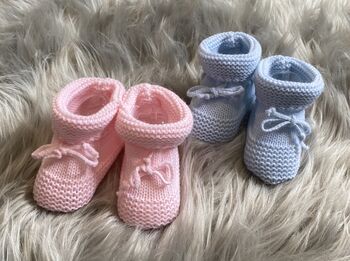 Knitted Tie Up Newborn Baby Booties, 3 of 8