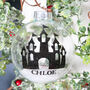 Black Glitter Personalised Castle Christmas Tree Bauble, thumbnail 2 of 3