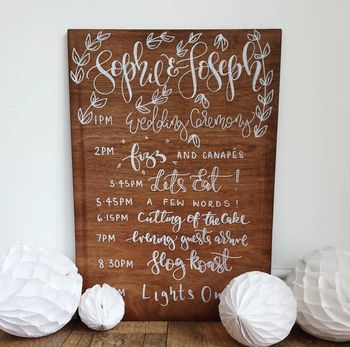 Wooden Order Of The Day Wedding Sign, 4 of 4