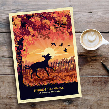 Whippet In An Autumn Park. Limited Edition Dog Print, 5 of 9