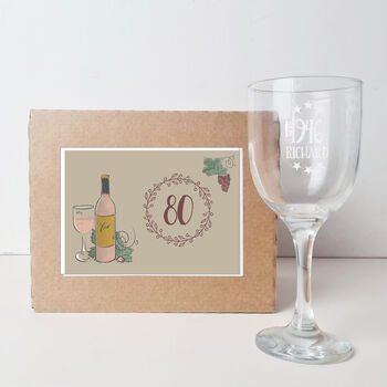 Personalised 80th Birthday Gift Engraved Wine Glass, 5 of 7