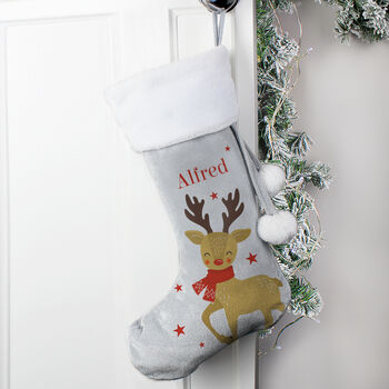 Personalised Christmas Stocking – Santa Or Reindeer Print, 2 of 5
