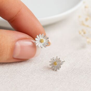 Sterling Silver Daisy Stud Earrings: April Birth Flower Gift – 7mm, 4 of 7