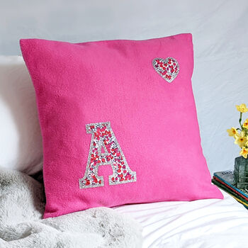 Liberty Fabric Floral Initial Cushion, 2 of 4