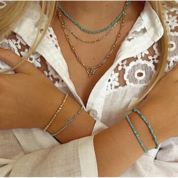 Serenity Blue/Green Tone Stack Bracelets, 7 of 12