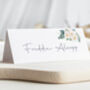 Wedding Place Cards Dark Green Leaf And White Floral, thumbnail 1 of 4