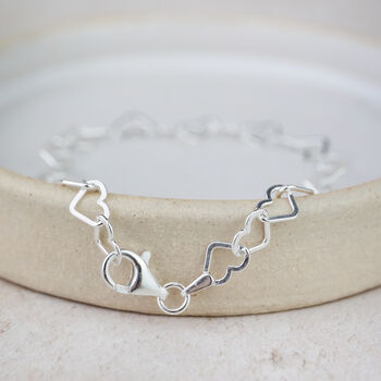 Sterling Silver Small Heart Chain Bracelet, 4 of 4