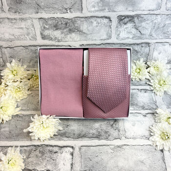 Desert Rose Woven Wedding Tie Set, 3 of 6