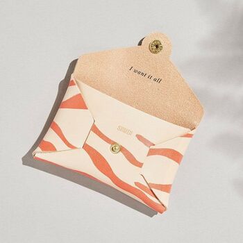 Personalised Tiger Stripe Leather Card + Coin Purse, 3 of 5