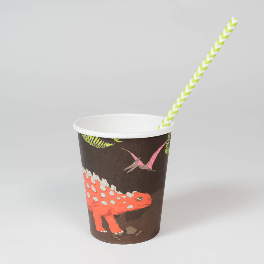 dinosaur party paper cups by marvellous cat