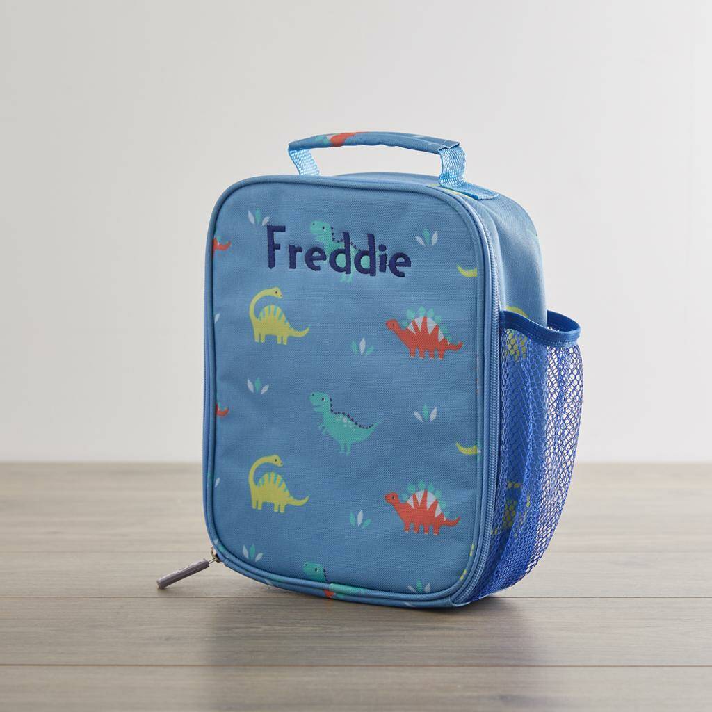 personalised dinosaur lunch bag