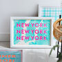 New York X3 Risograph Typography Map Print, thumbnail 1 of 6