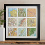 Personalised Nine Map Squares Print Gift For Him, thumbnail 1 of 3